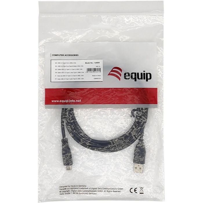 EQUIP Cable USB-A 2.0 a USB-C Macho a Macho 3m 3A 480Mbps Negro 2 EQUIP Cable USB-A 2.0 a USB-C Macho a Macho 3m 3A 480Mbps Negro 2