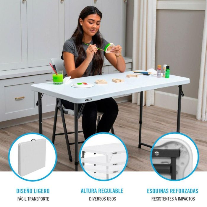 Mesa Plegable Lifetime Blanco 122 x 91,5 x 61 cm Acero HDPE 4