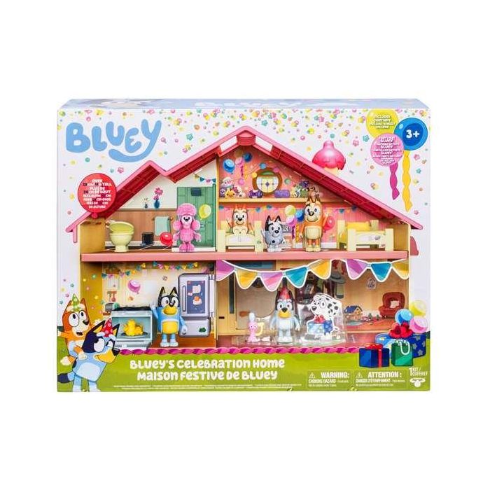 Casa de celebraciones de bluey. con 11 accesorios, muebles quita y pon ,más 1 figura exlusiva bluey