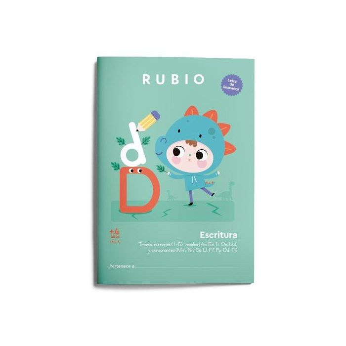 Cuaderno Rubio A4 Escritura Letra De Imprenta +4 Años Vol.1