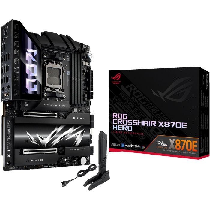 ASUS ROG CROSSHAIR X870E HERO AMD AM5 ATX DDR5 Placa Base PC con Wi-Fi 7 y 2.5G/5G Ethernet 0 ASUS ROG CROSSHAIR X870E HERO AMD AM5 ATX DDR5 Placa Base PC con Wi-Fi 7 y 2.5G/5G Ethernet 0