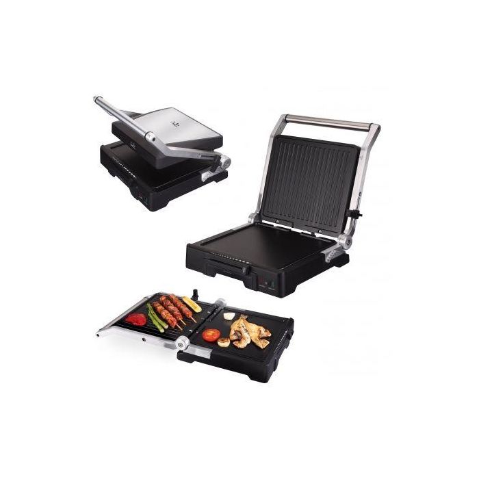 GRILL JATA GR1100 - 2000W - PLACAS MIXTAS 275*240MM - APERTURA 180º - PLACA SUPERIOR BASCULANTE - CUERPO ALUMINIO FUNDIDO - ASAS ACERO INOX 3