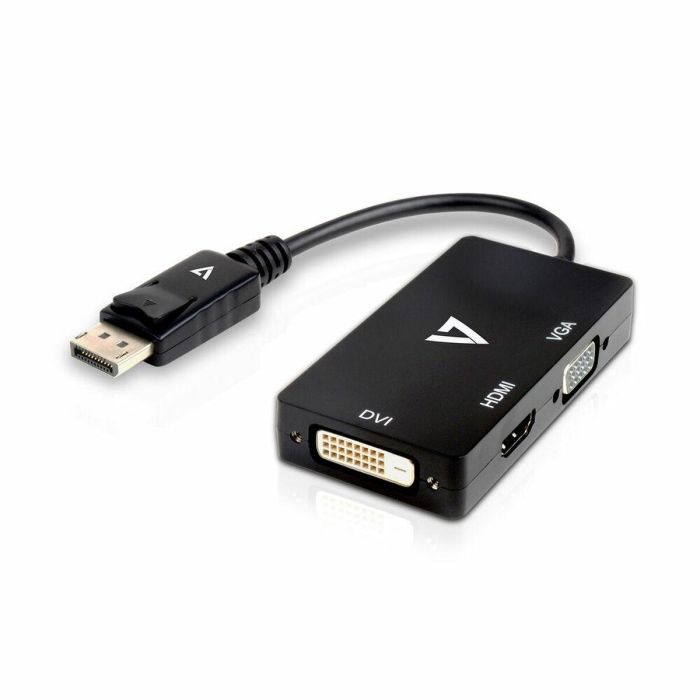 Adaptador Mini DisplayPort a VGA/DVI/HDMI V7 V7DP-VGADVIHDMI-1N Negro Adaptador Mini DisplayPort a VGA/DVI/HDMI V7 V7DP-VGADVIHDMI-1N Negro