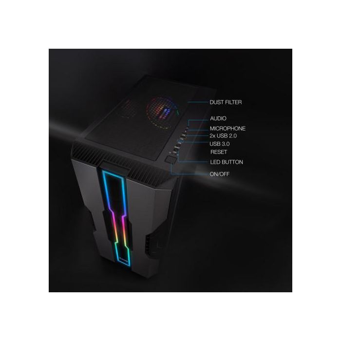 Tooq Caja Semitorre Gaming TQGCC103-B Nightcity Negra con Panel LED ARGB y Ventana Cristal Templado