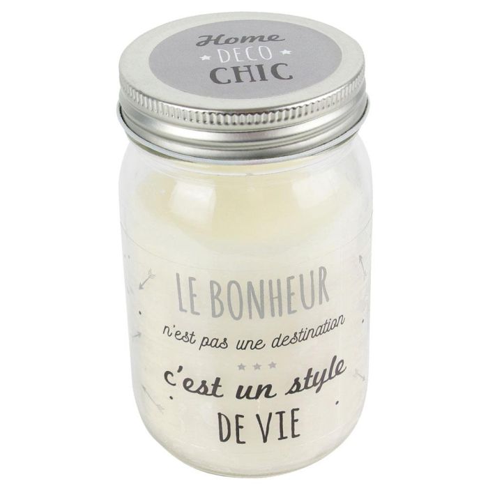 Home Deco Factory Vela Aromática "Bougie" con Mensaje en Tarro, Modelos Etoiles (Vainilla) y Bonheur (Frutas Tropicales) Home Deco Chic 1 Home Deco Factory Vela Aromática "Bougie" con Mensaje en Tarro, Modelos Etoiles (Vainilla) y Bonheur (Frutas Tropicales) Home Deco Chic 1