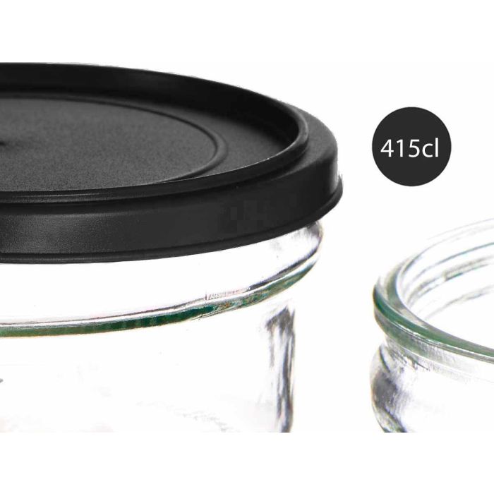 Fiambrera Cristal Redonda 415Ml Negro Vivalto 12X6CM (24 Unidades) 3 Fiambrera Cristal Redonda 415Ml Negro Vivalto 12X6CM (24 Unidades) 3