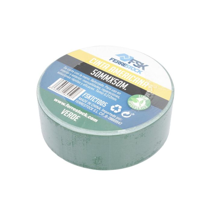 Cinta americana Ferrestock Verde 50 mm x 50 m 4 Cinta americana Ferrestock Verde 50 mm x 50 m 4