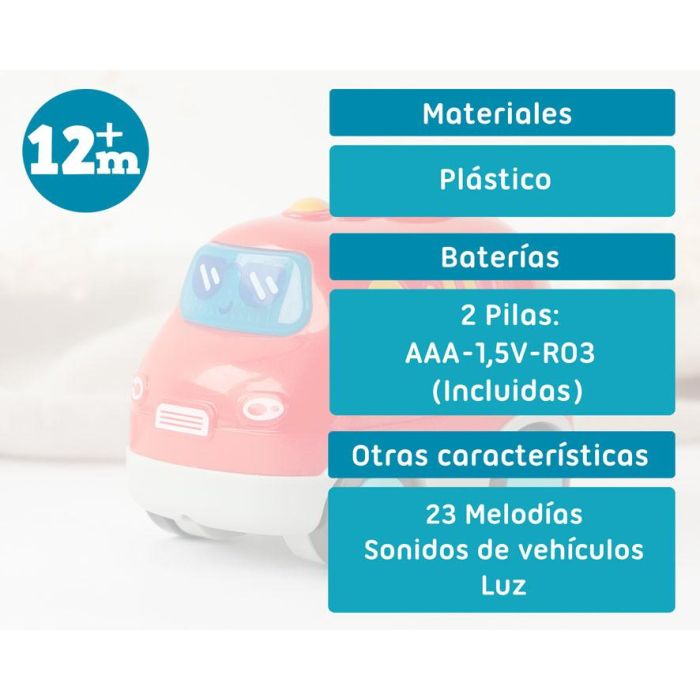 KioKids Camión de Bomberos de Juguete con Luz y Sonido, Pilas Incluidas, Rojo, para +12 meses 5