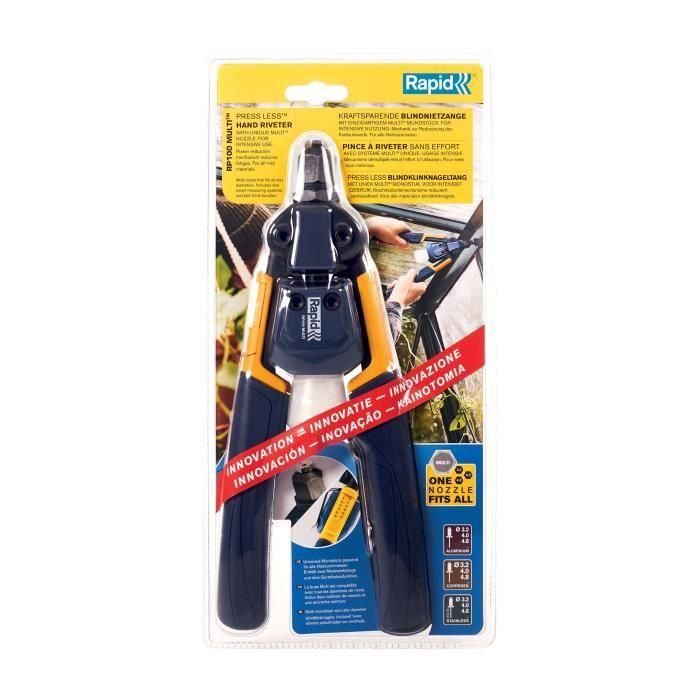 Rapid RAP4051661037214 Alicates para remachar RP100 MULTI, compatibles con Aluminio y Acero Inoxidable, en Blíster 4 Rapid RAP4051661037214 Alicates para remachar RP100 MULTI, compatibles con Aluminio y Acero Inoxidable, en Blíster 4