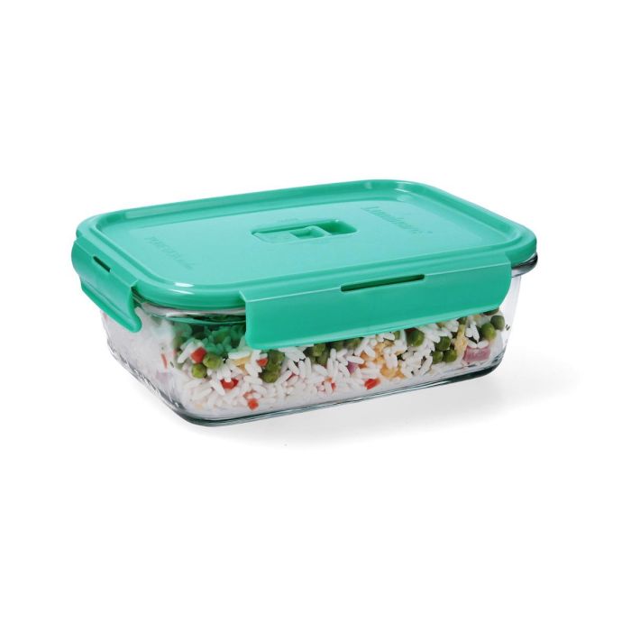 Recipiente Rectangular Hermético Vidrio Turquesa Luminarc 122 cL (6 Unidades) 1