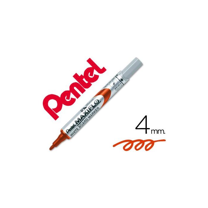 Pentel Marcador Pizarra Blanca Maxiflo Mwl-5S Rojo Caja 12 Ud