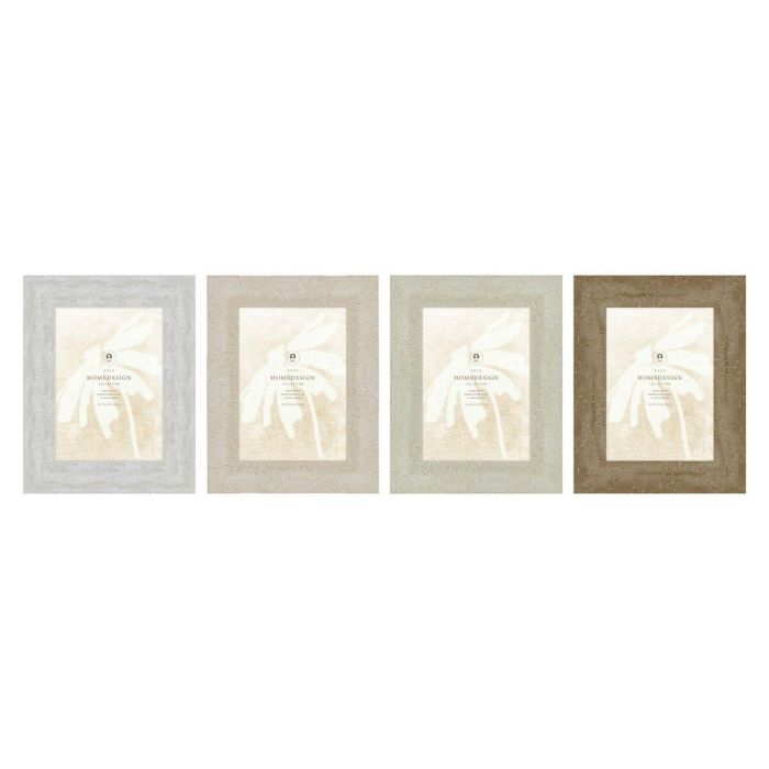 Marco de Fotos Home ESPRIT Blanco Beige Cristal Poliestireno Scandi 19 x 2 x 24 cm (4 Unidades)