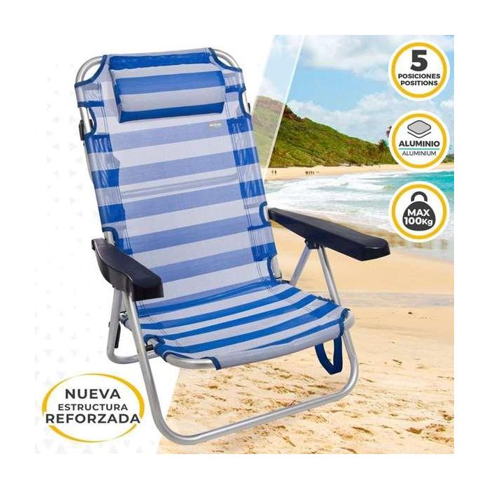 Silla playa plegable aluminio posiciones marinera 48x48,5x84 cm 5 Silla playa plegable aluminio posiciones marinera 48x48,5x84 cm 5