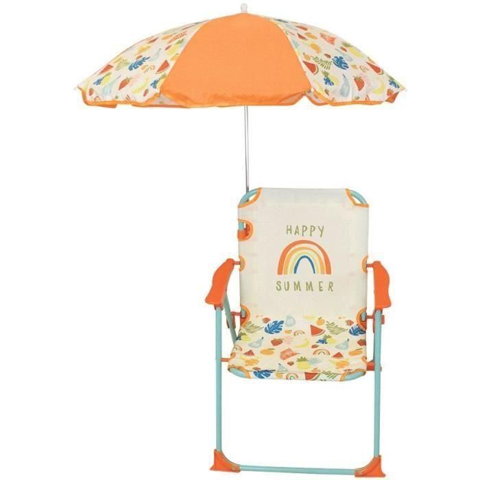 FUN HOUSE Fruity's Camping silla plegable con sombrilla - H.38.5 x W.38.5 x D.37.5 cm + sombrilla ø 65 cm - Para niños 1 FUN HOUSE Fruity's Camping silla plegable con sombrilla - H.38.5 x W.38.5 x D.37.5 cm + sombrilla ø 65 cm - Para niños 1