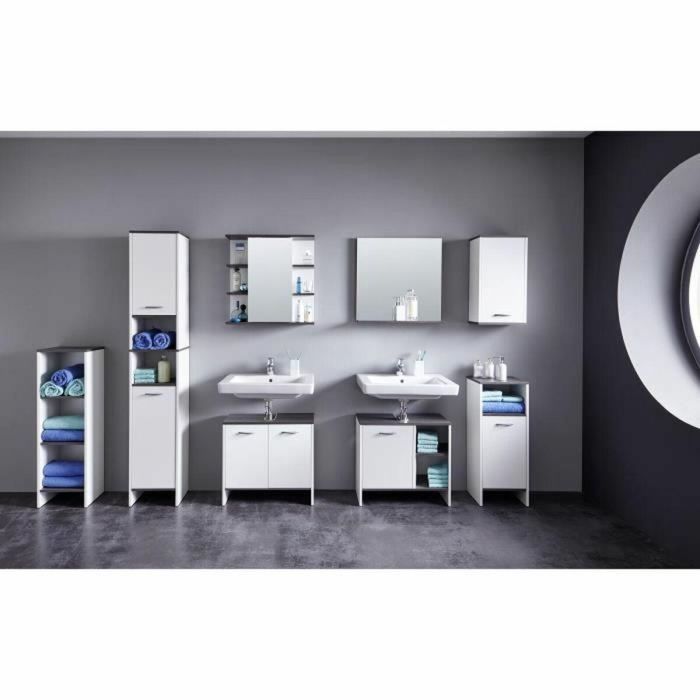 Trendteam smart living AUC4251014192977 Armario con Espejo, Gran Almacenamiento, Blanco/Plata Ahumado, 32x82x99 cm 1 Trendteam smart living AUC4251014192977 Armario con Espejo, Gran Almacenamiento, Blanco/Plata Ahumado, 32x82x99 cm 1