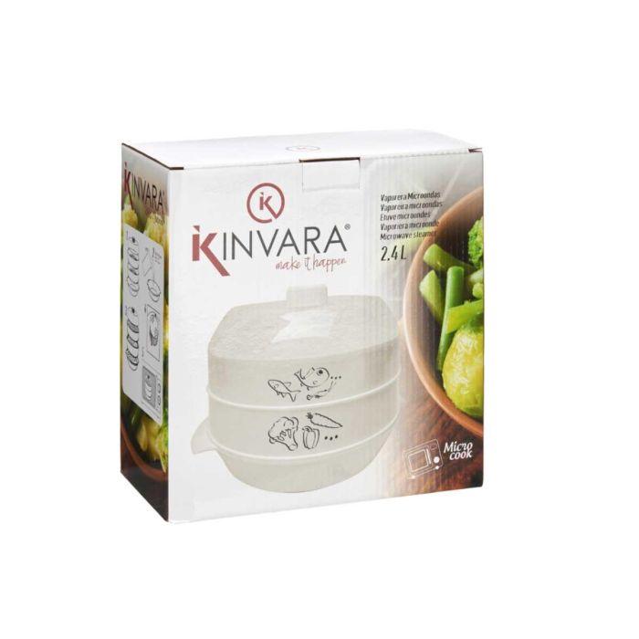 Vaporera para Microondas Kinvara 2.4L, 25x17.5x22.5 cm, Blanco (12 Unidades) 2 Vaporera para Microondas Kinvara 2.4L, 25x17.5x22.5 cm, Blanco (12 Unidades) 2
