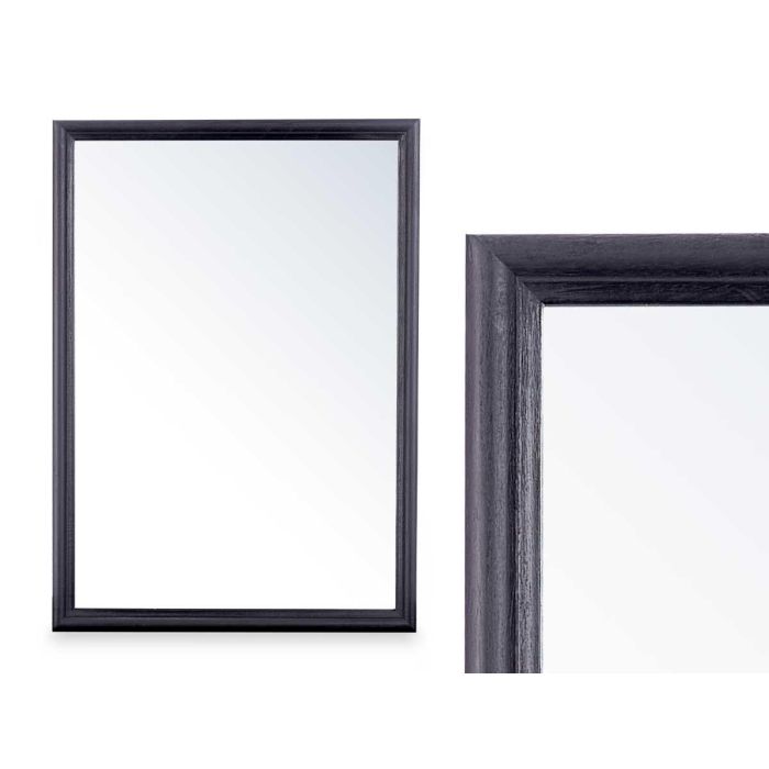 Giftdecor Espejo de Pared con Marco de Madera Negro 50 x 70 cm 1
