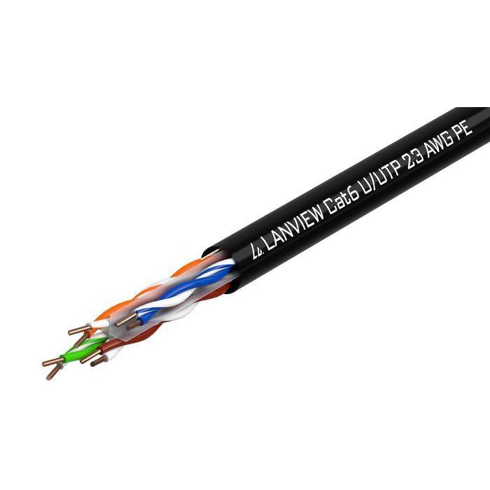 Lanview 305m Cat6 U-UTP cable 4x2xAWG23 PE Black Outdoor Lanview 305m Cat6 U-UTP cable 4x2xAWG23 PE Black Outdoor