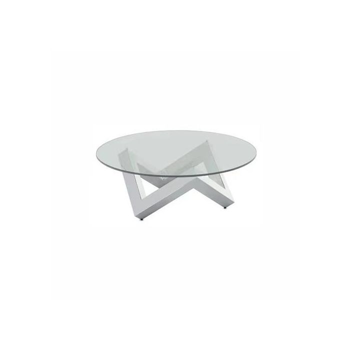 DKD Home Decor Mesa Centro Chic de Acero y Cristal Templado Plateado Transparente 90x90x45 cm Desmontable