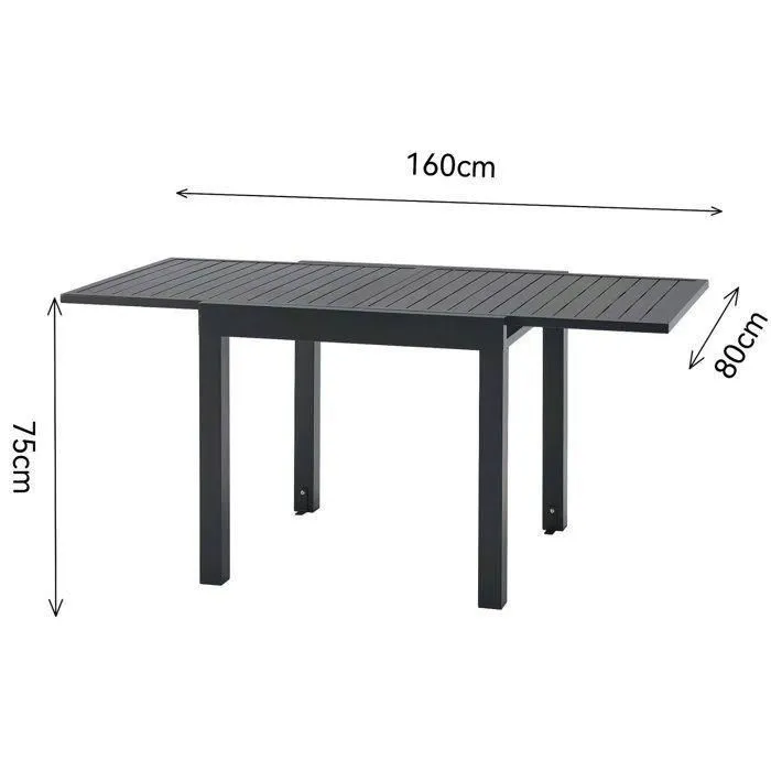 SOLOMA Mesa de Jardín Extensible para 6 Personas de Aluminio, Dimensiones: 80/160 x 80 x 75 cm