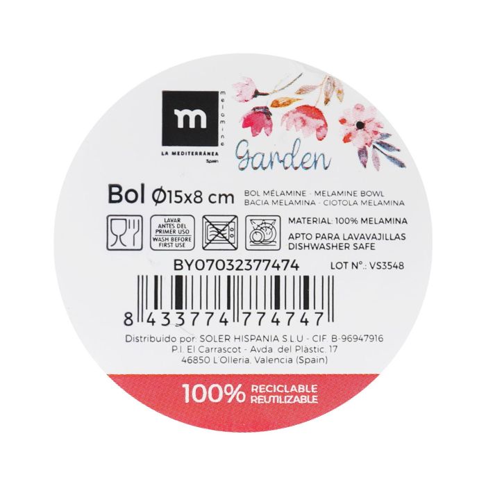Bol Melamina Mate Garden 15x8 cm - La Mediterranea (24 Unidades) 1 Bol Melamina Mate Garden 15x8 cm - La Mediterranea (24 Unidades) 1