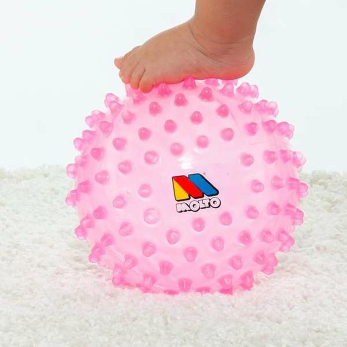 Bola sensorial 20 cm rosa. con colores y textura suave para la diversión y aprendizaje de los bebes. 3