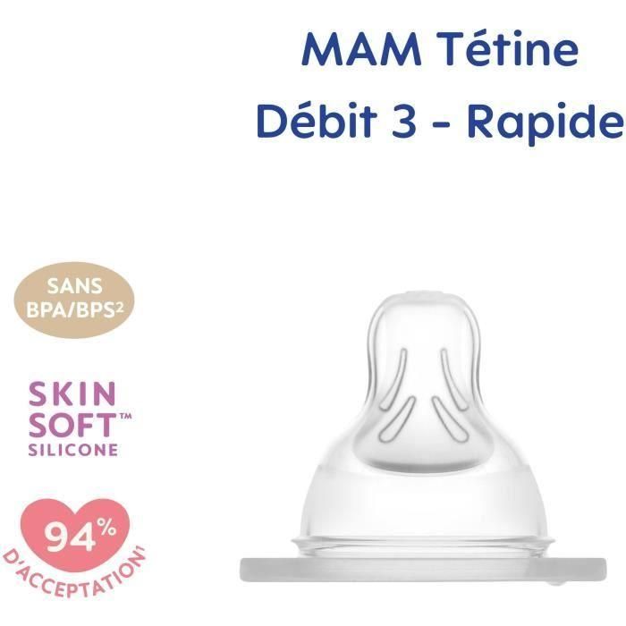 MAM Tetina Anatómica para Biberón de Silicona Flujo Rápido Nivel 3 Pack 2 Unidades Transparente Diseño Succión Natural Similar Seno 2 MAM Tetina Anatómica para Biberón de Silicona Flujo Rápido Nivel 3 Pack 2 Unidades Transparente Diseño Succión Natural Similar Seno 2