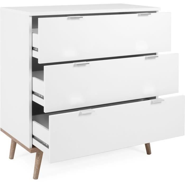 Göteborg Cofras de cajones - 3 cajones - Decoración de roble de Sonoma blanco - Escandinavo - L 79.8 x D 40 x H 86.5 cm 3 Göteborg Cofras de cajones - 3 cajones - Decoración de roble de Sonoma blanco - Escandinavo - L 79.8 x D 40 x H 86.5 cm 3