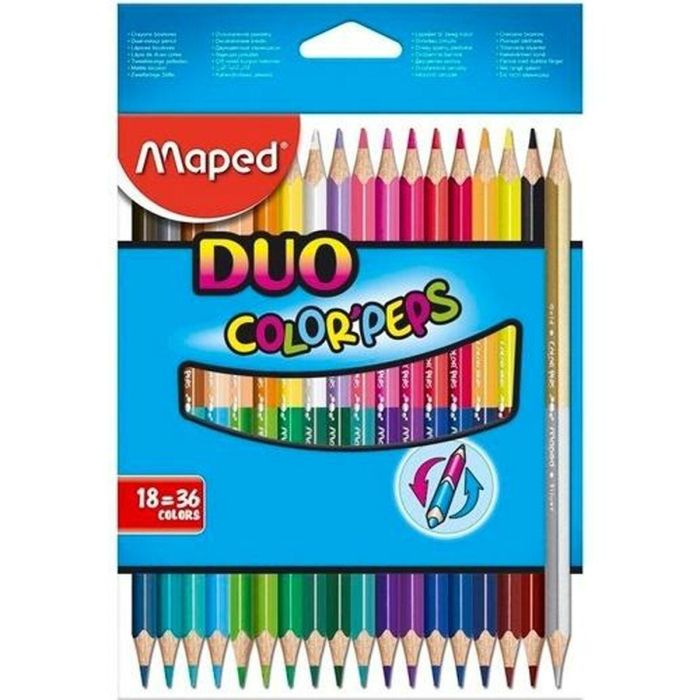 Lápices de colores Maped Duo Color' Peps Multicolor 18 Piezas Doble punta (12 Unidades) 1 Lápices de colores Maped Duo Color' Peps Multicolor 18 Piezas Doble punta (12 Unidades) 1