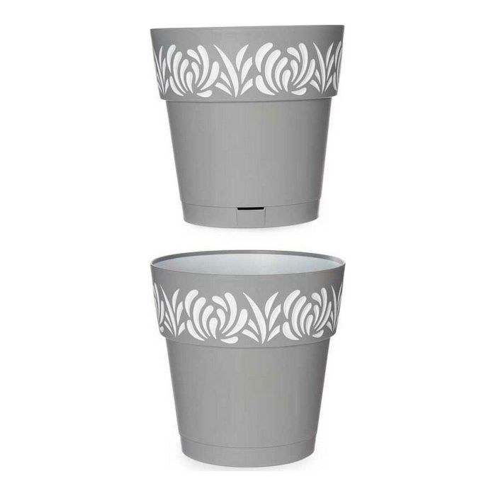 Maceta Autorriego Stefanplast 88501 Gaia Blanco Gris Plástico 25 x 25 x 25 cm 1