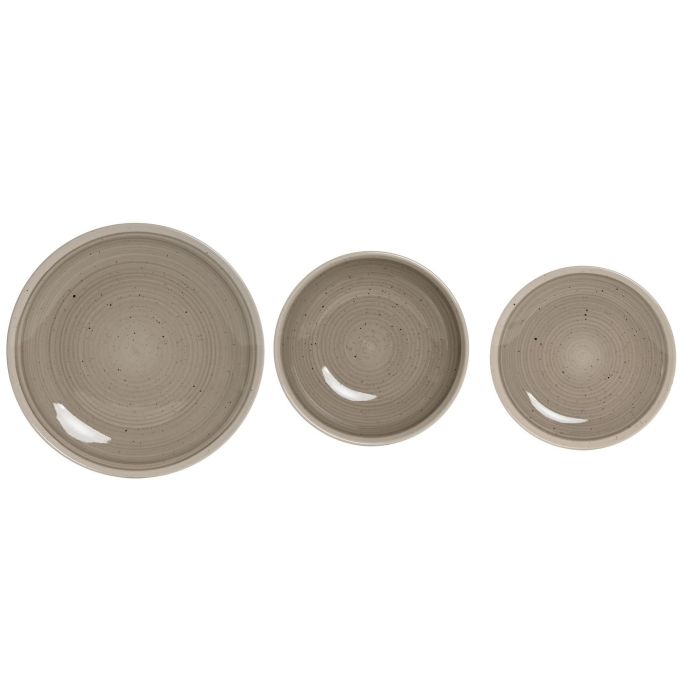 Vajilla Basicos DKD Home Decor Gris Beige 27 x 3 x 27 cm Set de 18 Vajilla Basicos DKD Home Decor Gris Beige 27 x 3 x 27 cm Set de 18