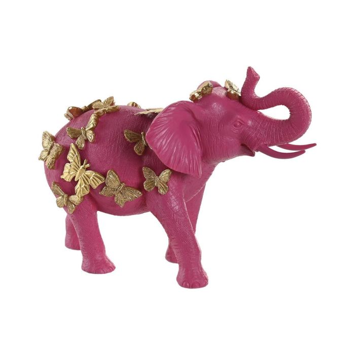 DKD Home Decor Figura Decorativa Elefante Moderno para Hogar, Resina Fucsia y Dorado, 13.5x19x26 cm DKD Home Decor Figura Decorativa Elefante Moderno para Hogar, Resina Fucsia y Dorado, 13.5x19x26 cm