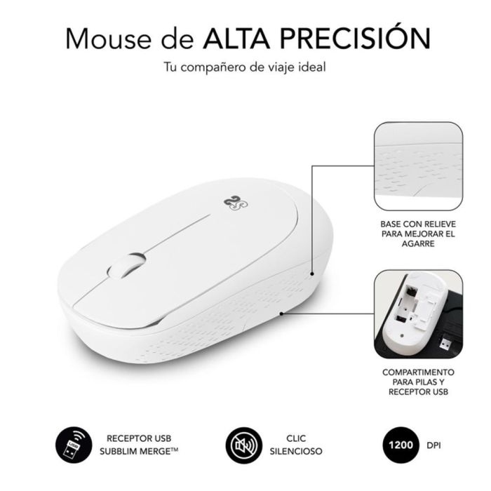 Ratón Inalámbrico Subblim Business Plus Silencioso/ Hasta 1200 DPI/ Blanco 2 Ratón Inalámbrico Subblim Business Plus Silencioso/ Hasta 1200 DPI/ Blanco 2