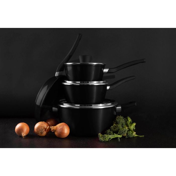 Cacerola con Tapa de Vidrio de Aluminio Forjado 28 cm con 2.8mm de Grosor y 3 Capas (4 Unidades) 3 Cacerola con Tapa de Vidrio de Aluminio Forjado 28 cm con 2.8mm de Grosor y 3 Capas (4 Unidades) 3