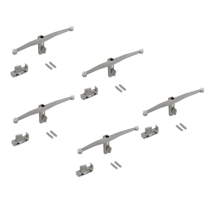 Emuca Lote de soportes para 5 estantes de cristal para la estructura Zero, cristales no incluidos, Zamak, Pintado color gris piedra