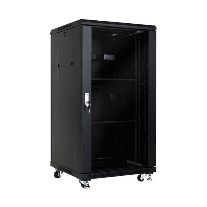 MicroConnect Armario Rack 19" 22HU 600x600 mm Negro con Puerta Frontal Cristal Templado Ahumado, Ruedas y Patas Regulables MicroConnect Armario Rack 19" 22HU 600x600 mm Negro con Puerta Frontal Cristal Templado Ahumado, Ruedas y Patas Regulables
