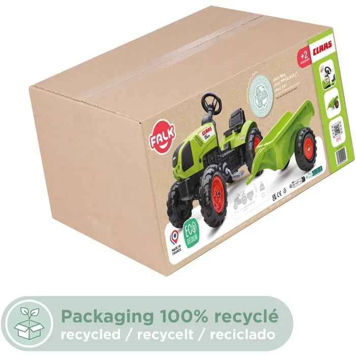 Falk Tractor de Pedal Claas Arion 410 con Remolque para Niños 5