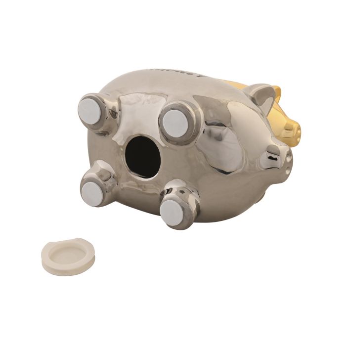 DKD Home Decor Hucha Cerdo Plateado Dorado 12 x 18.5 x 17 cm 3