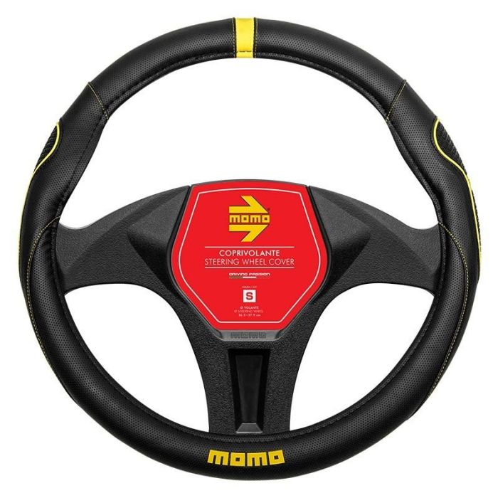Momo 014 Supergrip Black-Yellow Pu S Funda para Volante Universal Diámetro Pequeño 36,5 cm - 37,9 cm Poliuretano