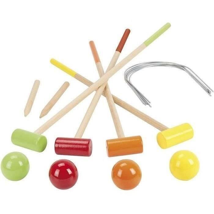 Juego de croquet de madera JEUJURA - 4 jugadores - Carro de madera 1 Juego de croquet de madera JEUJURA - 4 jugadores - Carro de madera 1