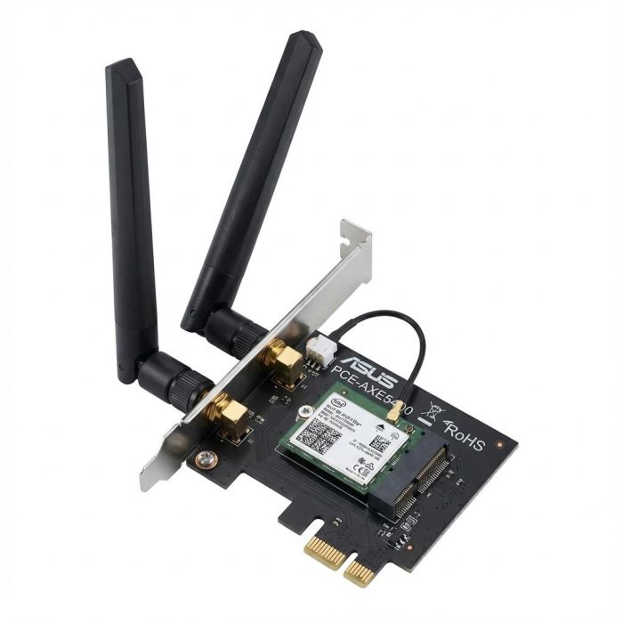 Asus PCE-AXE5400 Adaptador WiFi 6E PCIe Bluetooth 5.2 Tri-Banda (2.4/5/6GHz) 160MHz WPA3 OFDMA MU-MIMO para PC