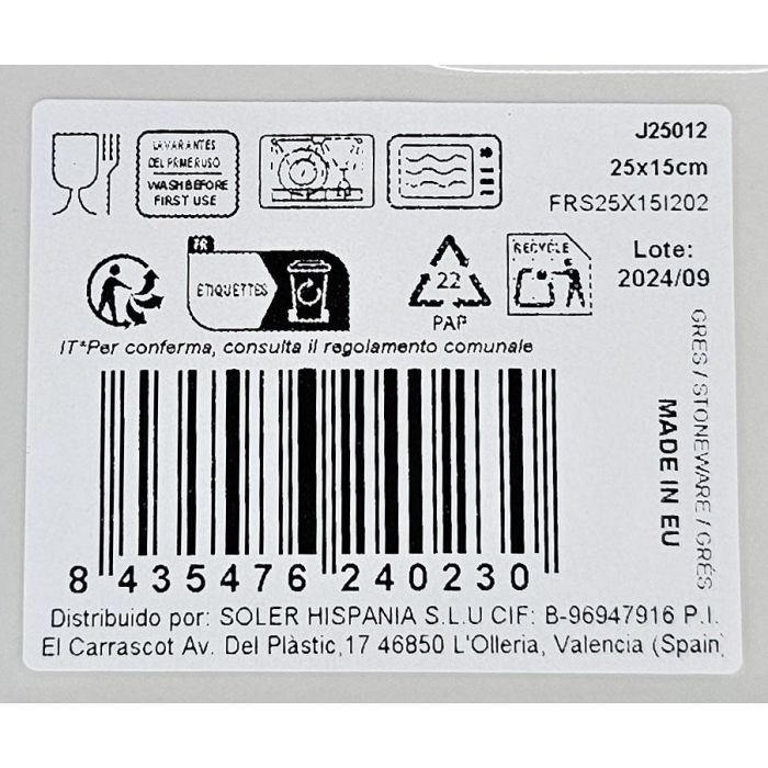 La Mediterranea Fuente Rectangular Rosetta 25,3x15x1,8 cm Elite Brillo (18 Unidades) 3 La Mediterranea Fuente Rectangular Rosetta 25,3x15x1,8 cm Elite Brillo (18 Unidades) 3