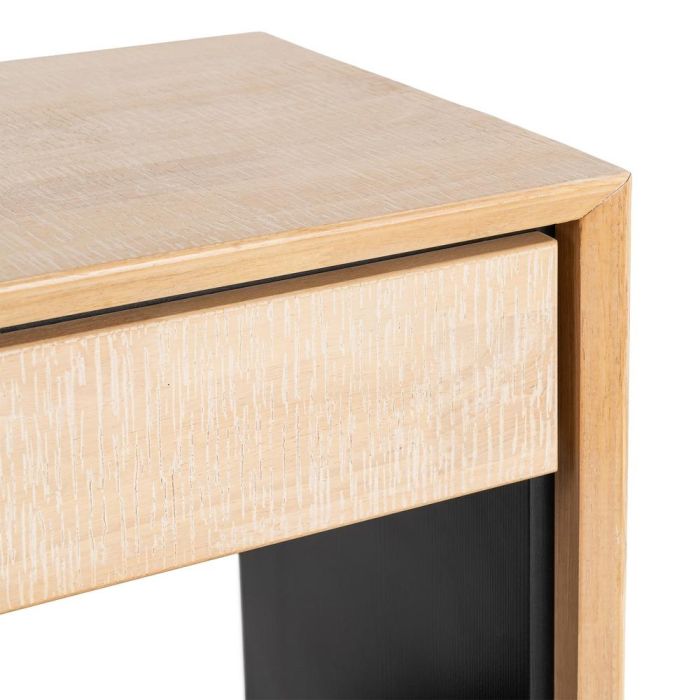 Mesita Natural-Negro Madera-Metal 50 X 40 X 70,50 cm