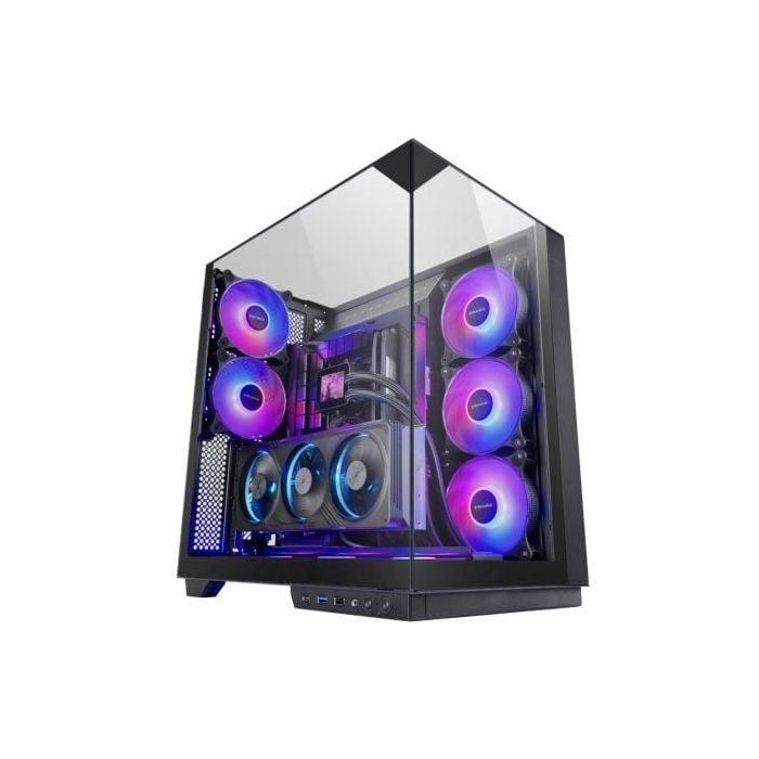 Mars Gaming MC-3GF Caja Gaming Torre Panorámica Triple Cristal Templado ARGB con 2 Ventiladores, Montaje Vertical GPU y Soporte Líquida 360mm