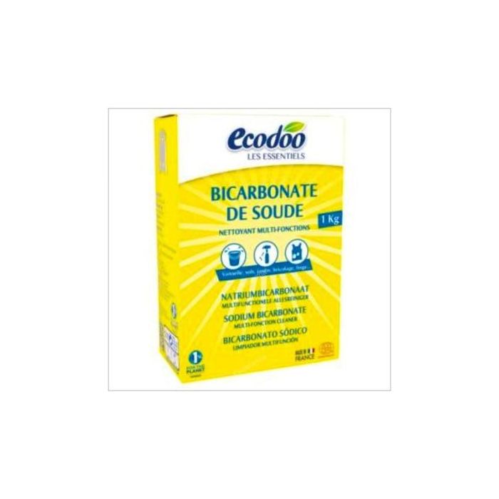 ECODOO Bicarbonato de Sodio 1Kg - Multiusos EcoCert, Limpiador, Desodorizante, Suavizante para Ropa y Hogar