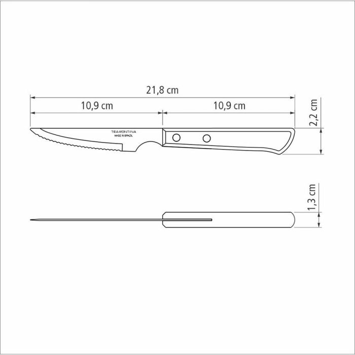 Tramontina Juego de 6 cuchillos para asado 10,16cm acero inoxidable mangos polywood castaño 3