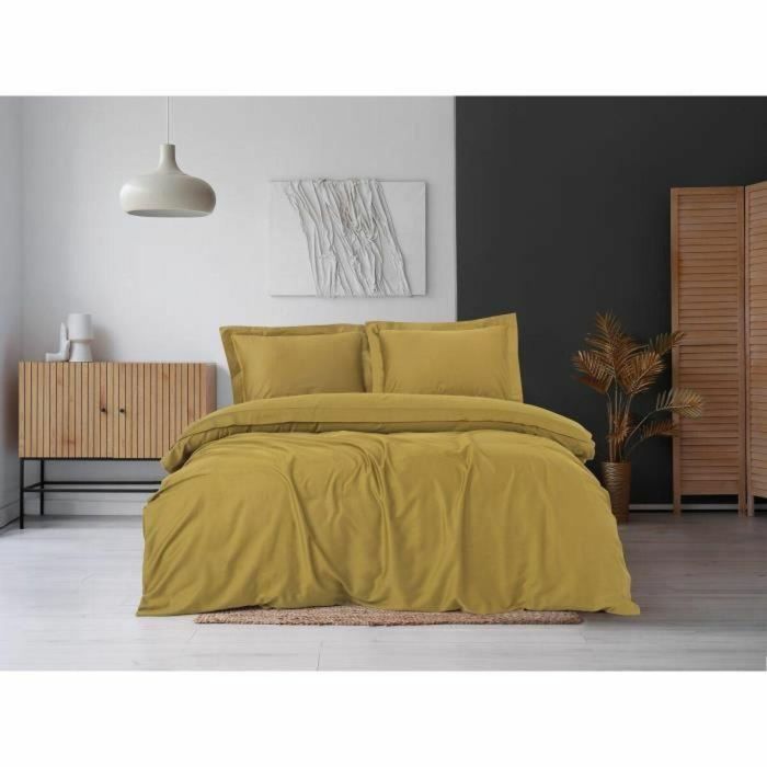 ASI8684283137770 Juego Cama Mostaza - 1 Funda Nórdica 220x240cm + 2 Fundas Almohada 60x60cm - 100% Algodón Satén