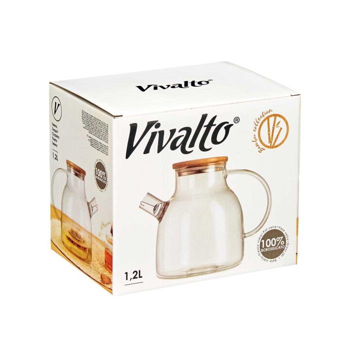 Tetera Borosilicato Tapa Bambu 1,2L Vivalto 22X16CM (6 Unidades) 2 Tetera Borosilicato Tapa Bambu 1,2L Vivalto 22X16CM (6 Unidades) 2