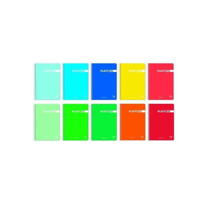 Bloc Pacsa Plastipac Tapa Pp Fº 80H Pauta 2,5 90G Surtido (10 Col.) (Set de 5)
