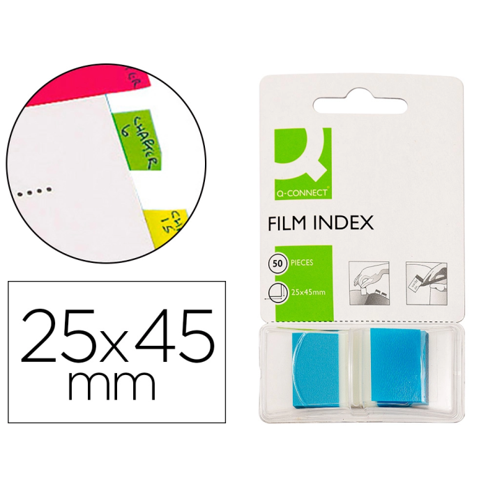 Q-connect Banderitas Separadoras Azul Dispensador 50 Unidades 45 x 25 mm 0 Q-connect Banderitas Separadoras Azul Dispensador 50 Unidades 45 x 25 mm 0